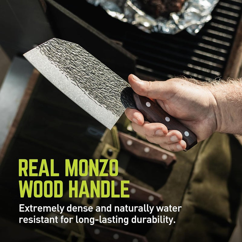 True PrimalForge Chopper Knife | Easy Chopping, Home & Professional Use, Sharp 5Cr15MoV Stainless Steel Blade, Wood Handle, Hand Forged Appearance, Hand Wash Only - Image 5